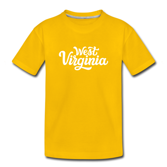West Virginia Toddler T-Shirt - Hand Lettered West Virginia Toddler Tee - sun yellow