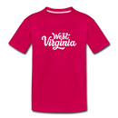 West Virginia Toddler T-Shirt - Hand Lettered West Virginia Toddler Tee - dark pink