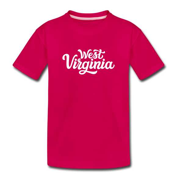 West Virginia Toddler T-Shirt - Hand Lettered West Virginia Toddler Tee - dark pink