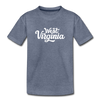 West Virginia Toddler T-Shirt - Hand Lettered West Virginia Toddler Tee - heather blue