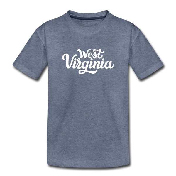 West Virginia Toddler T-Shirt - Hand Lettered West Virginia Toddler Tee - heather blue