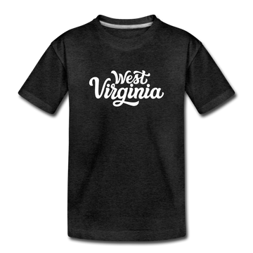 West Virginia Toddler T-Shirt - Hand Lettered West Virginia Toddler Tee - charcoal gray