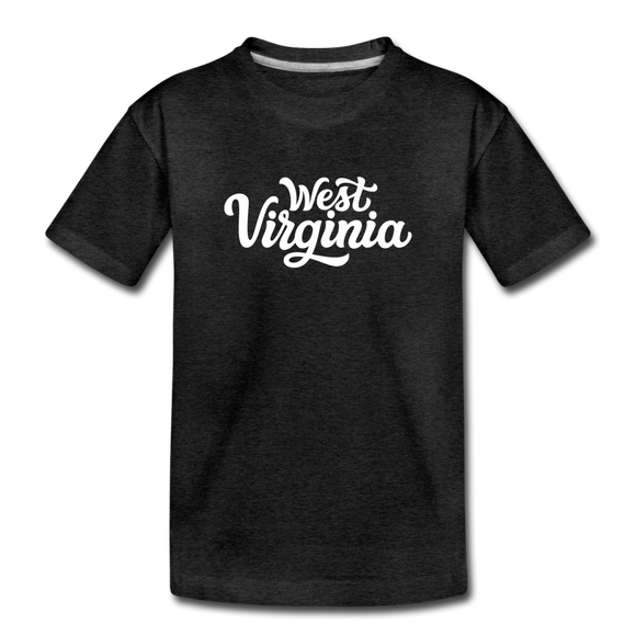 West Virginia Toddler T-Shirt - Hand Lettered West Virginia Toddler Tee - charcoal gray