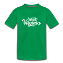 West Virginia Toddler T-Shirt - Hand Lettered West Virginia Toddler Tee - kelly green