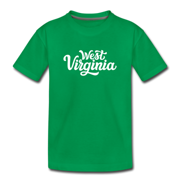 West Virginia Toddler T-Shirt - Hand Lettered West Virginia Toddler Tee - kelly green