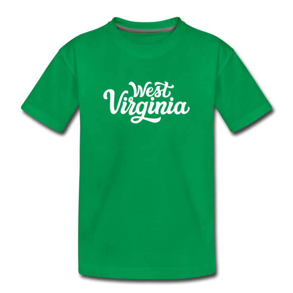 West Virginia Toddler T-Shirt - Hand Lettered West Virginia Toddler Tee - kelly green
