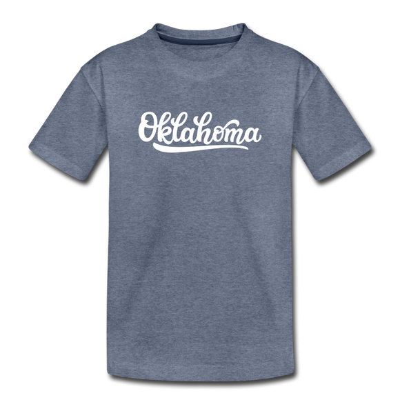 Oklahoma Toddler T-Shirt - Hand Lettered Oklahoma Toddler Tee - heather blue