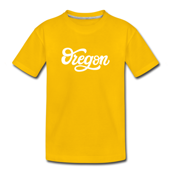 Oregon Toddler T-Shirt - Hand Lettered Oregon Toddler Tee - sun yellow
