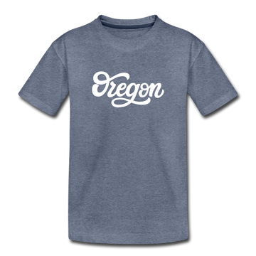Oregon Toddler T-Shirt - Hand Lettered Oregon Toddler Tee - heather blue
