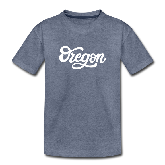 Oregon Toddler T-Shirt - Hand Lettered Oregon Toddler Tee - heather blue
