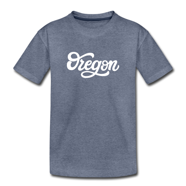 Oregon Toddler T-Shirt - Hand Lettered Oregon Toddler Tee - heather blue
