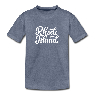 Rhode Island Toddler T-Shirt - Hand Lettered Rhode Island Toddler Tee - heather blue