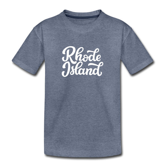 Rhode Island Toddler T-Shirt - Hand Lettered Rhode Island Toddler Tee - heather blue