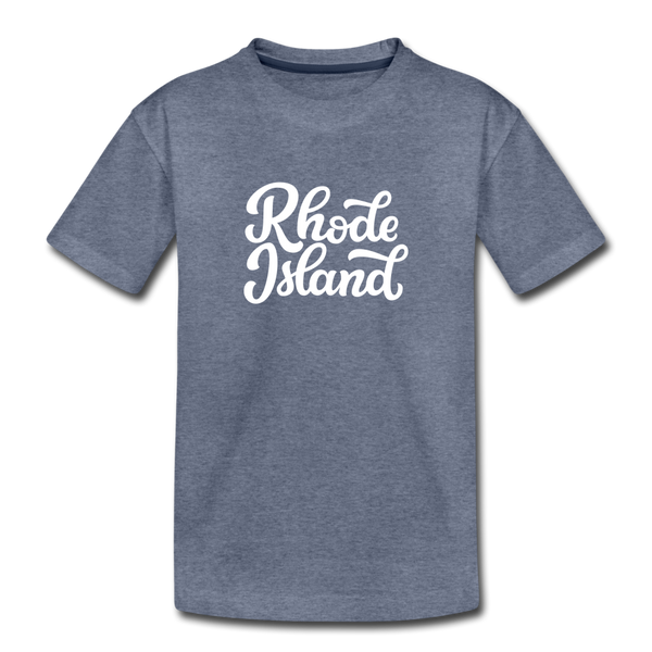 Rhode Island Toddler T-Shirt - Hand Lettered Rhode Island Toddler Tee - heather blue