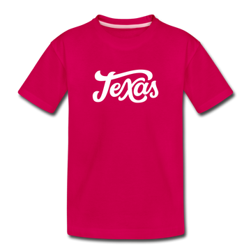 Texas Toddler T-Shirt - Hand Lettered Texas Toddler Tee - dark pink