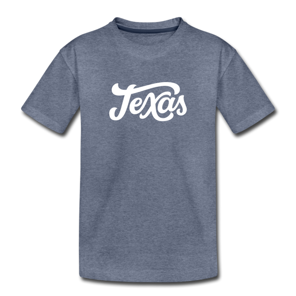 Texas Toddler T-Shirt - Hand Lettered Texas Toddler Tee - heather blue