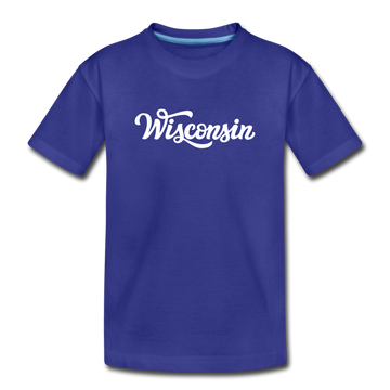 Wisconsin Toddler T-Shirt - Hand Lettered Wisconsin Toddler Tee - royal blue