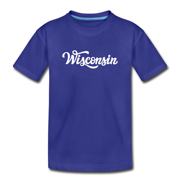 Wisconsin Toddler T-Shirt - Hand Lettered Wisconsin Toddler Tee - royal blue