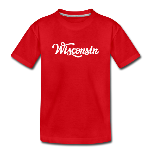 Wisconsin Toddler T-Shirt - Hand Lettered Wisconsin Toddler Tee - red