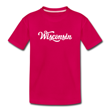 Wisconsin Toddler T-Shirt - Hand Lettered Wisconsin Toddler Tee - dark pink