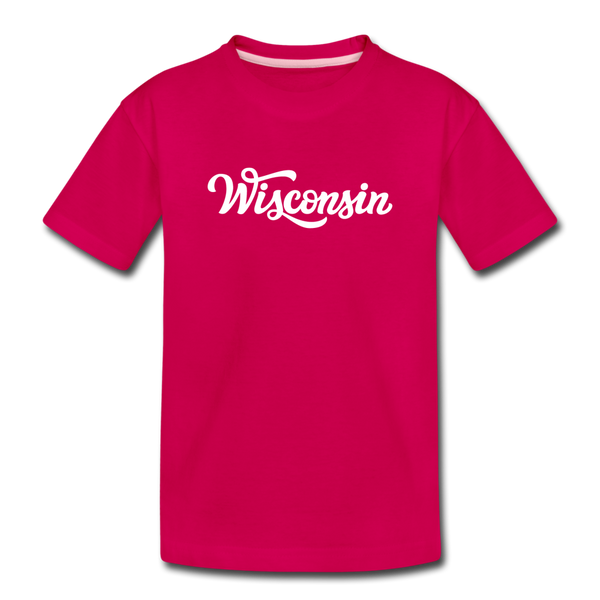 Wisconsin Toddler T-Shirt - Hand Lettered Wisconsin Toddler Tee - dark pink