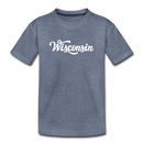 Wisconsin Toddler T-Shirt - Hand Lettered Wisconsin Toddler Tee - heather blue