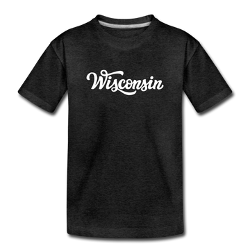 Wisconsin Toddler T-Shirt - Hand Lettered Wisconsin Toddler Tee - charcoal gray