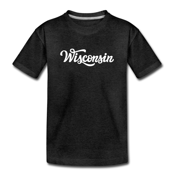 Wisconsin Toddler T-Shirt - Hand Lettered Wisconsin Toddler Tee - charcoal gray