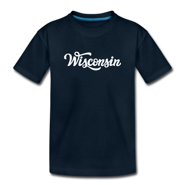 Wisconsin Toddler T-Shirt - Hand Lettered Wisconsin Toddler Tee - deep navy