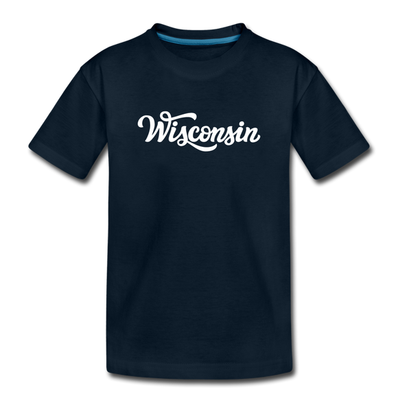 Wisconsin Toddler T-Shirt - Hand Lettered Wisconsin Toddler Tee - deep navy