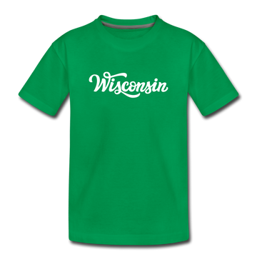 Wisconsin Toddler T-Shirt - Hand Lettered Wisconsin Toddler Tee - kelly green