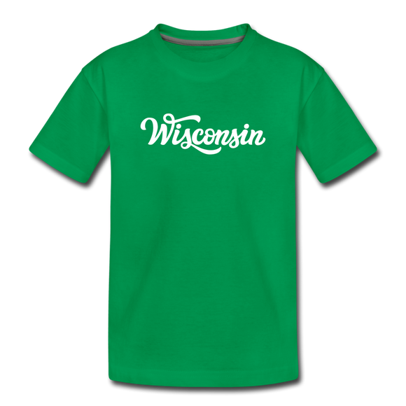 Wisconsin Toddler T-Shirt - Hand Lettered Wisconsin Toddler Tee - kelly green
