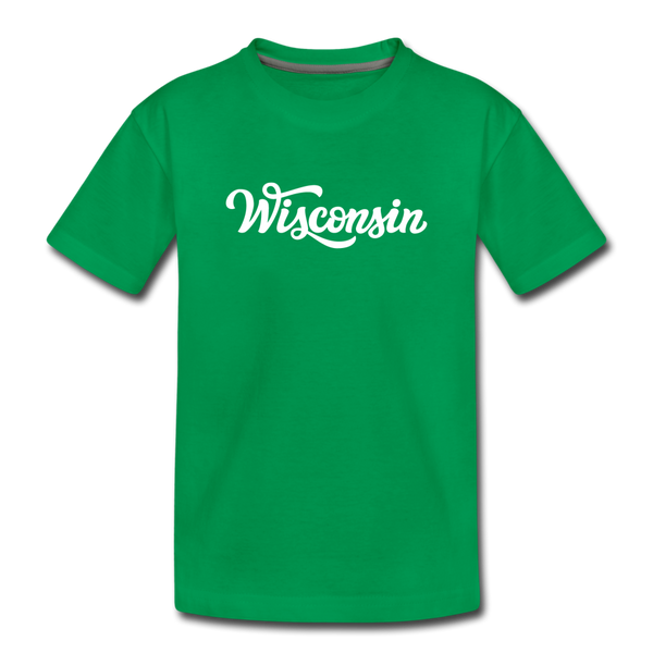 Wisconsin Toddler T-Shirt - Hand Lettered Wisconsin Toddler Tee - kelly green