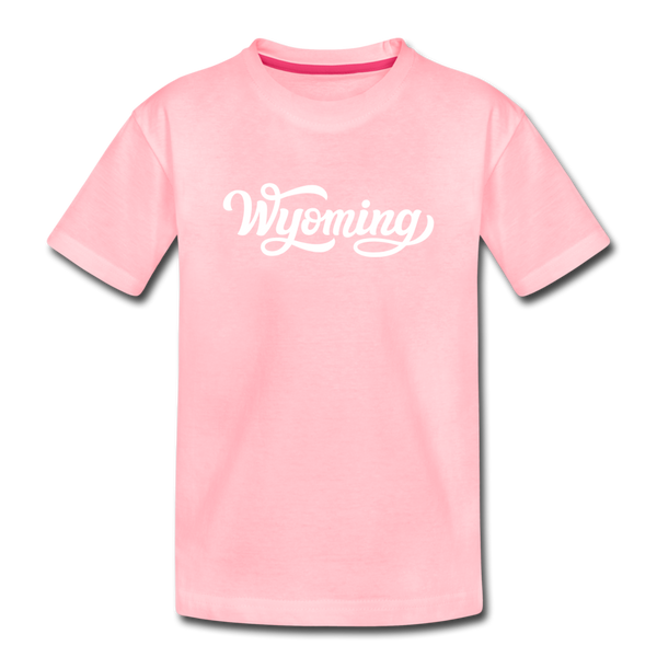 Wyoming Toddler T-Shirt - Hand Lettered Wyoming Toddler Tee - pink