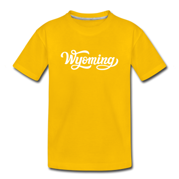 Wyoming Toddler T-Shirt - Hand Lettered Wyoming Toddler Tee - sun yellow