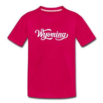 Wyoming Toddler T-Shirt - Hand Lettered Wyoming Toddler Tee - dark pink