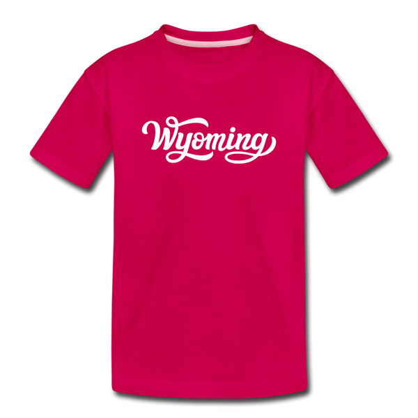 Wyoming Toddler T-Shirt - Hand Lettered Wyoming Toddler Tee - dark pink