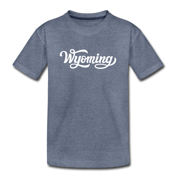 Wyoming Toddler T-Shirt - Hand Lettered Wyoming Toddler Tee - heather blue