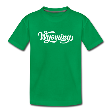 Wyoming Toddler T-Shirt - Hand Lettered Wyoming Toddler Tee - kelly green