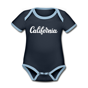 California Baby Bodysuit - Organic Hand Lettered California Baby Bodysuit - navy/sky