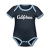California Baby Bodysuit - Organic Hand Lettered California Baby Bodysuit - navy/sky