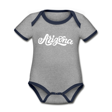 Arizona Baby Bodysuit - Organic Hand Lettered Arizona Baby Bodysuit - heather gray/navy
