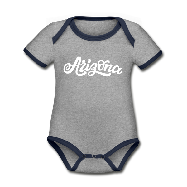 Arizona Baby Bodysuit - Organic Hand Lettered Arizona Baby Bodysuit - heather gray/navy