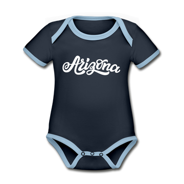 Arizona Baby Bodysuit - Organic Hand Lettered Arizona Baby Bodysuit - navy/sky
