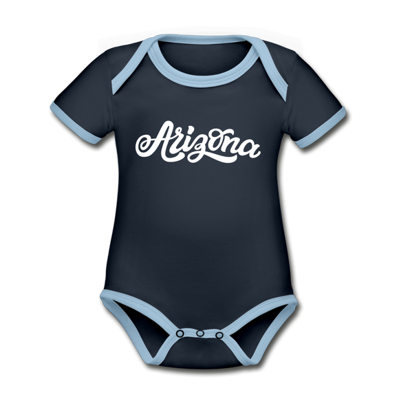 Arizona Baby Bodysuit - Organic Hand Lettered Arizona Baby Bodysuit - navy/sky