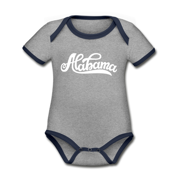 Alabama Baby Bodysuit - Organic Hand Lettered Alabama Baby Bodysuit - heather gray/navy