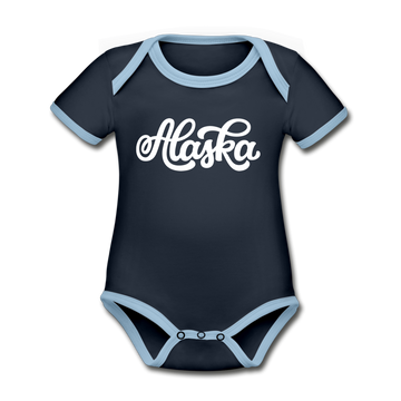 Alaska Baby Bodysuit - Organic Hand Lettered Alaska Baby Bodysuit - navy/sky