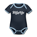 Delaware Baby Bodysuit - Organic Hand Lettered Delaware Baby Bodysuit - navy/sky
