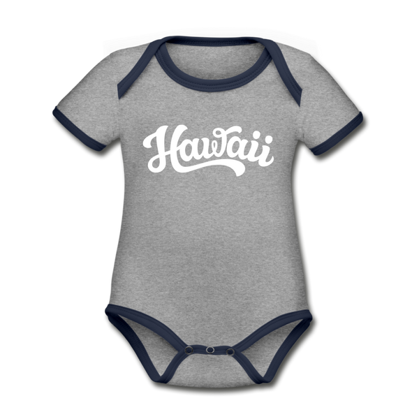 Hawaii Baby Bodysuit - Organic Hand Lettered Hawaii Baby Bodysuit - heather gray/navy