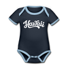 Hawaii Baby Bodysuit - Organic Hand Lettered Hawaii Baby Bodysuit - navy/sky